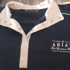 Women’s ARIAT polo, short sleeve. Navy Blue/white Pro Series Sz XL. SNAP closure